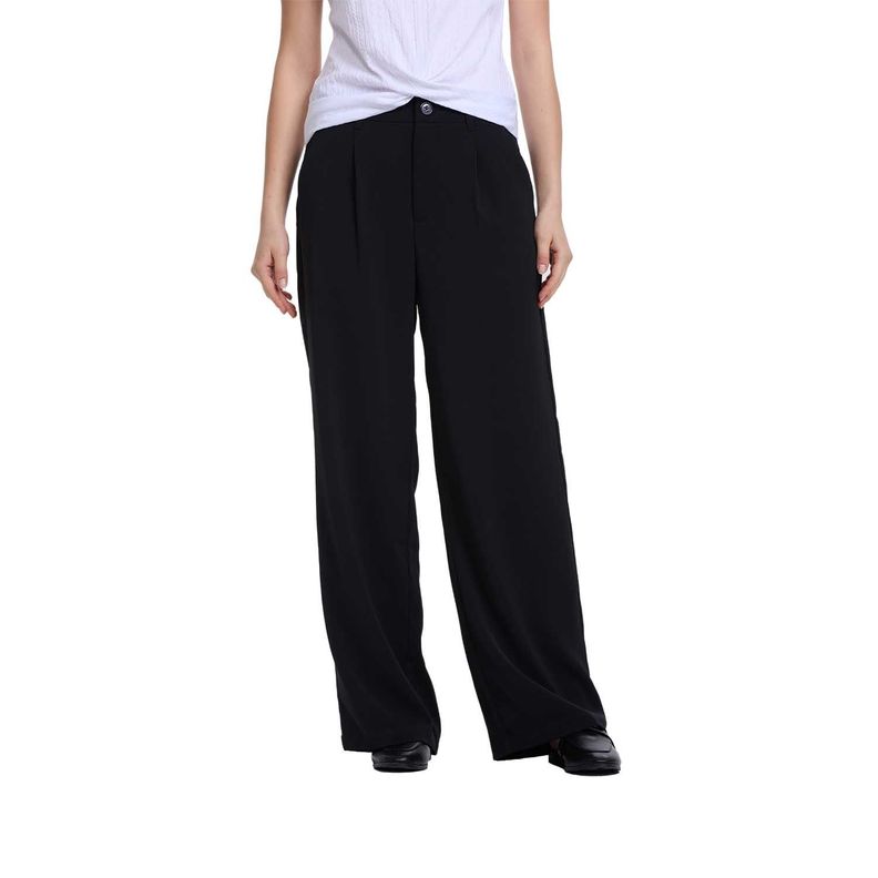 Pantalón Mujer Sastrero Calce Recto Negro Fashion's Park-0