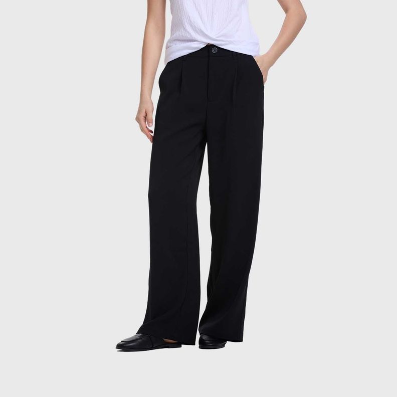 Pantalón Mujer Sastrero Calce Recto Negro Fashion's Park-1
