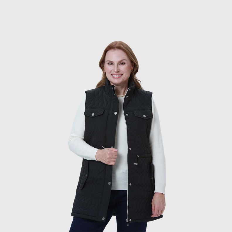 Parka Mujer Casual Larga Negro-1