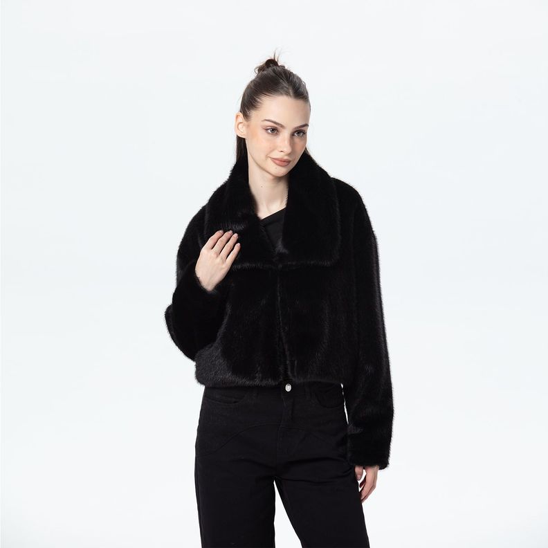 Chaqueta Mujer Peludo Negro Fashion's Park-0