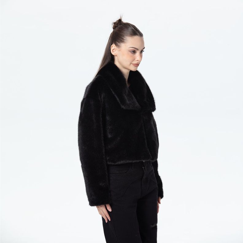 Chaqueta Mujer Peludo Negro Fashion's Park-1