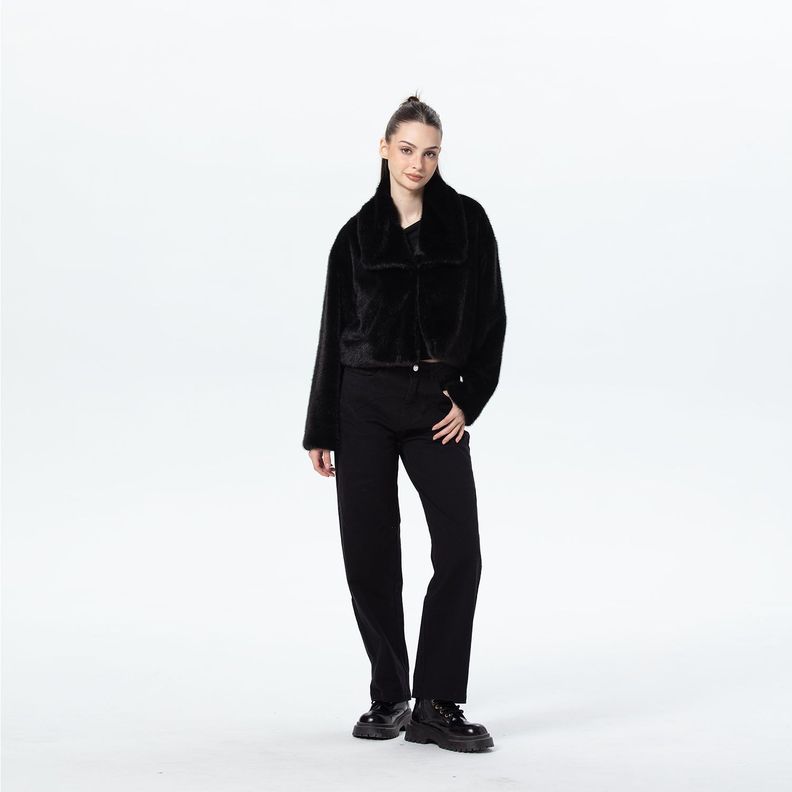 Chaqueta Mujer Peludo Negro Fashion's Park-3