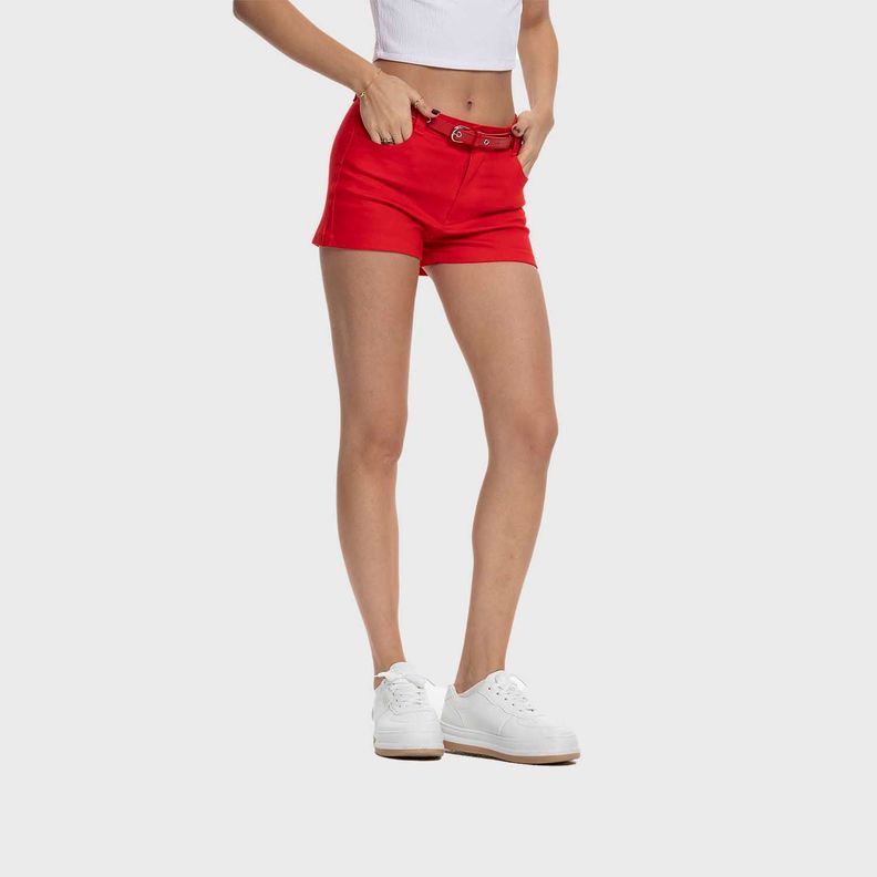 Short Mujer Cinturón Rojo Fashion's Park-1