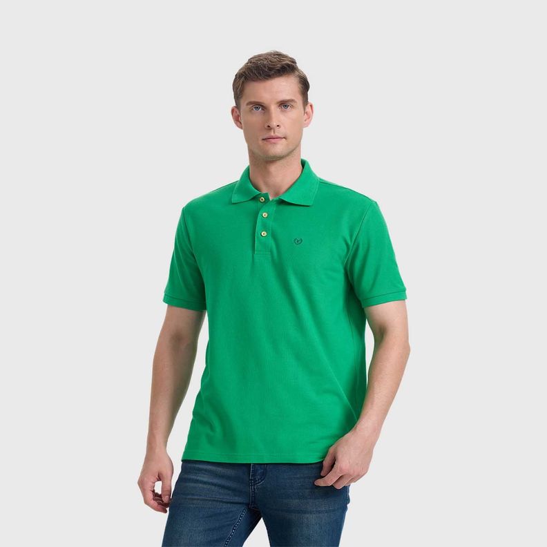 Polera Hombre Pique Básica Lisa Verde Fashion's Park-1