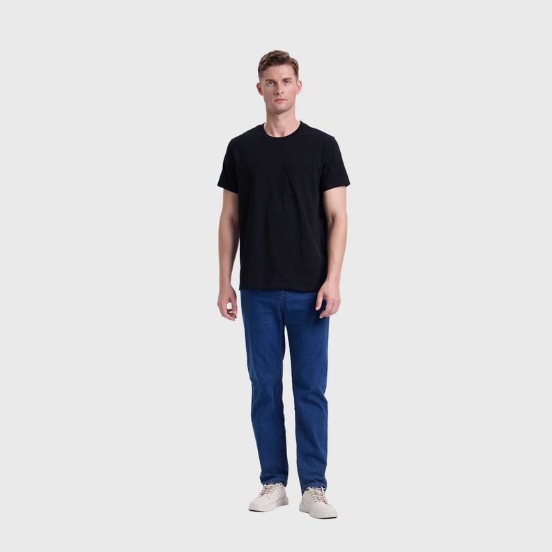 Polera Hombre Básica Con Bolsillo Negro I Fashion's Park-3