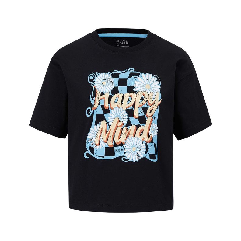 Polera Niña Crop Oversize Negro Fashion's Park-0