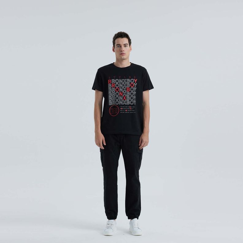 Polera Hombre Estampada Negro-3