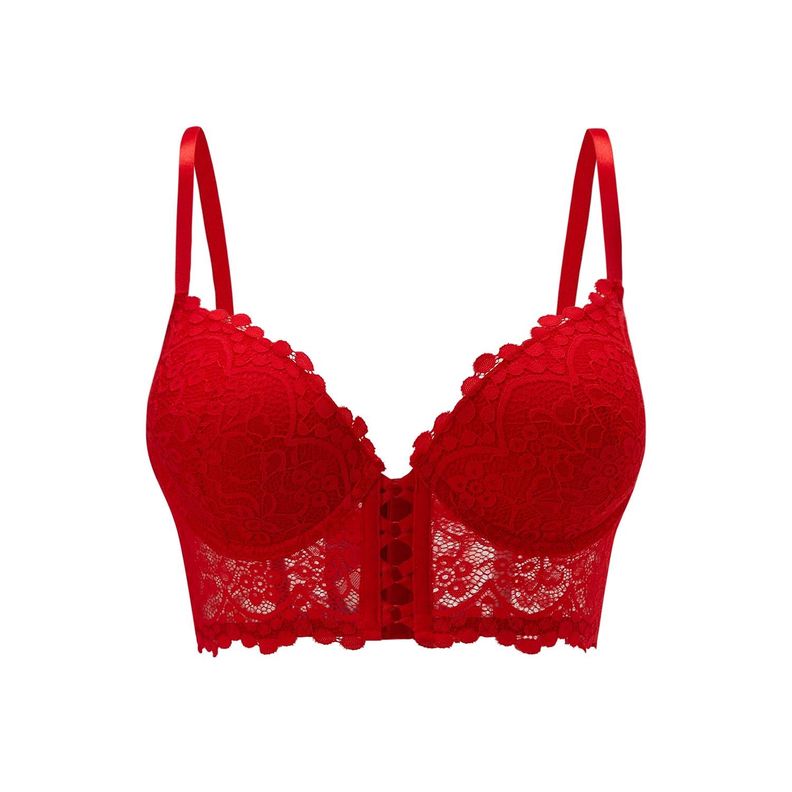 Sostén Mujer Corset Detalle Cruce Medio Rojo Fashion's Park-0