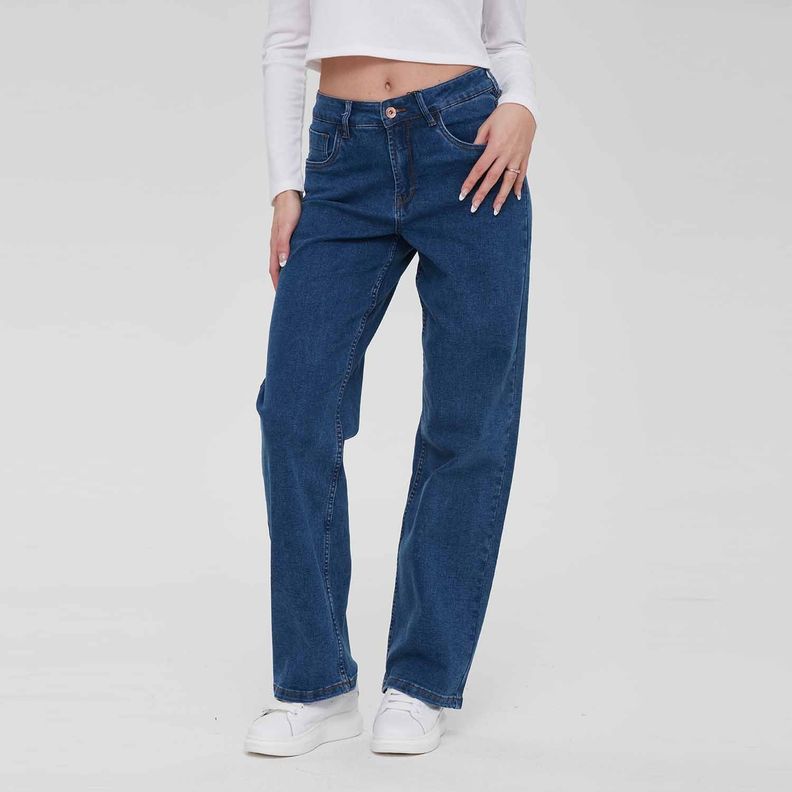 Jeans Mujer Wide Leg Wide Leg Azul-0