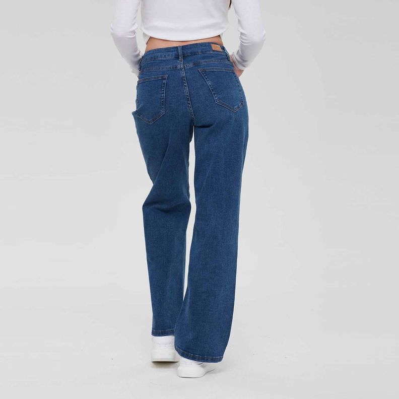 Jeans Mujer Wide Leg Wide Leg Azul-2