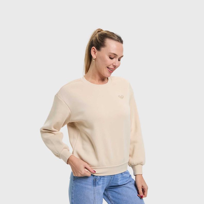 Polerón Mujer Liso Beige Claro Fashion's Park-1