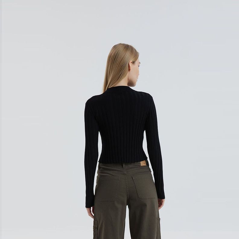 Sweater Liso Negro Mujer-2