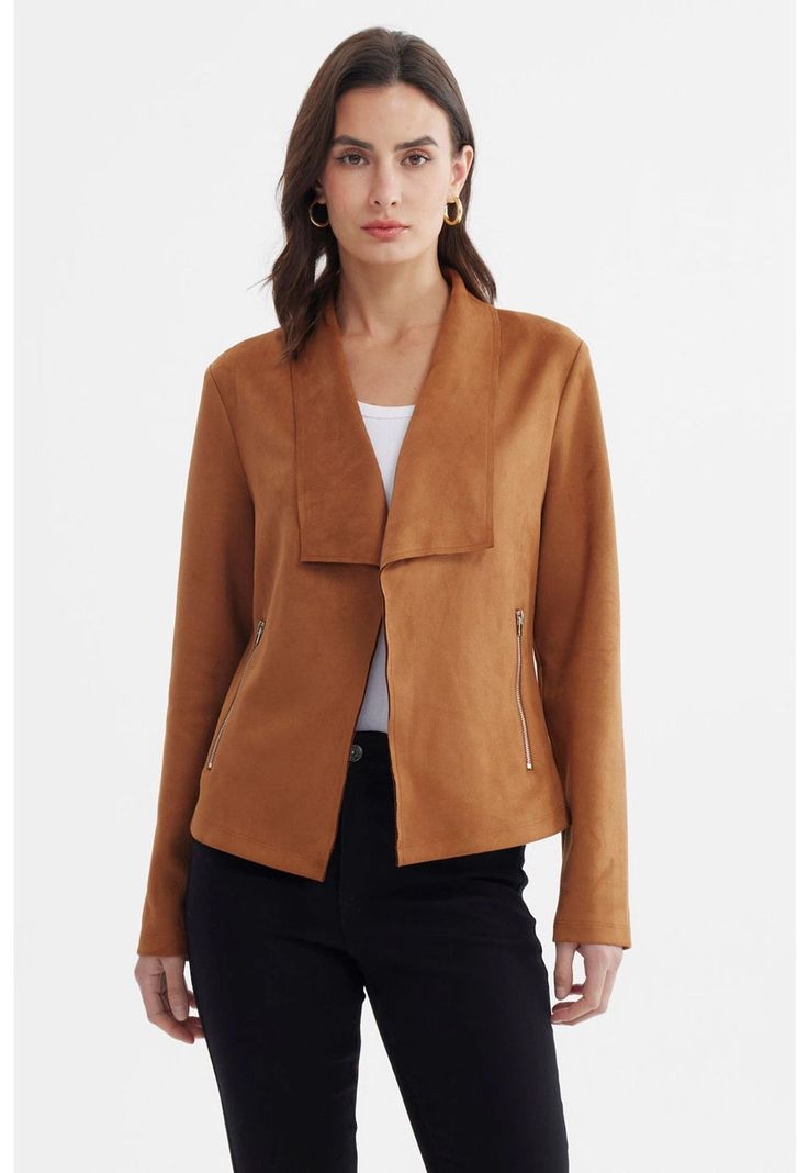 Blazer Mujer Gamuza Camel