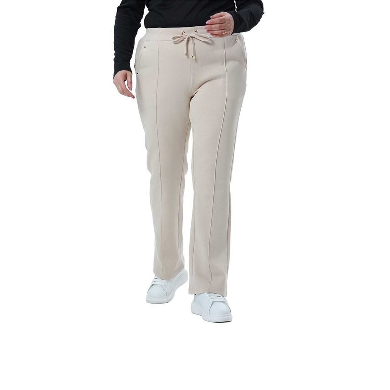 Pantalón Buzo Mujer Flare Clásico Beige-0