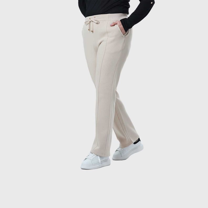 Pantalón Buzo Mujer Flare Clásico Beige-1