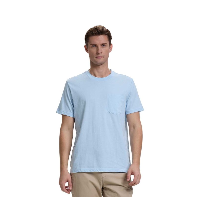 Polera Hombre Básica Con Bolsillo Celeste Fashion's Park-0