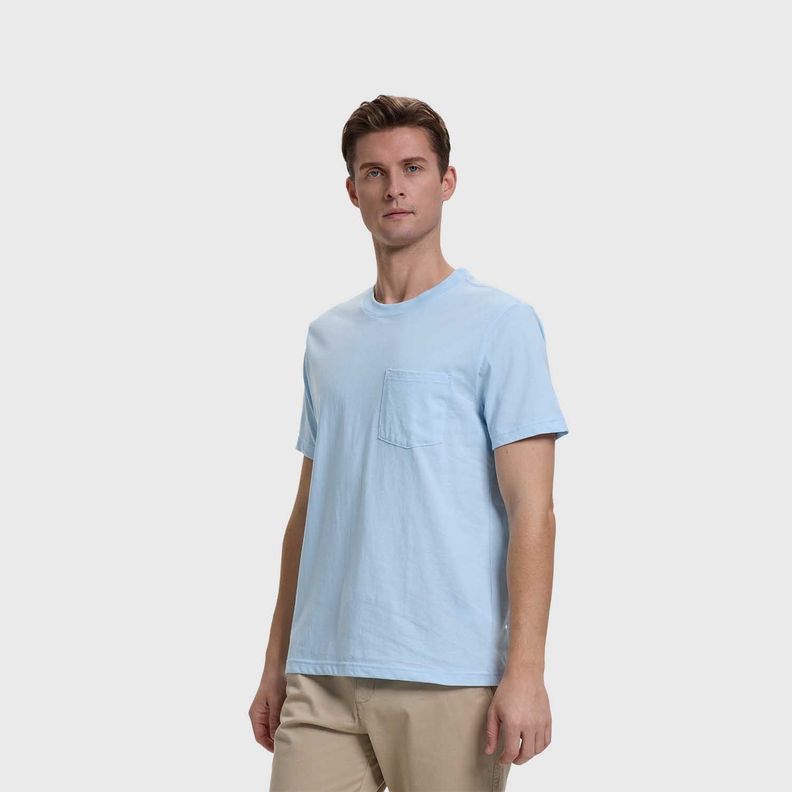 Polera Hombre Básica Con Bolsillo Celeste Fashion's Park-1