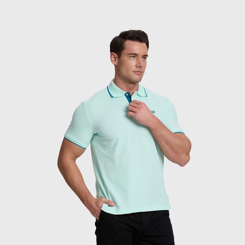 Polera Hombre Pique Básica Lisa Aqua Claro Fashion's Park-1