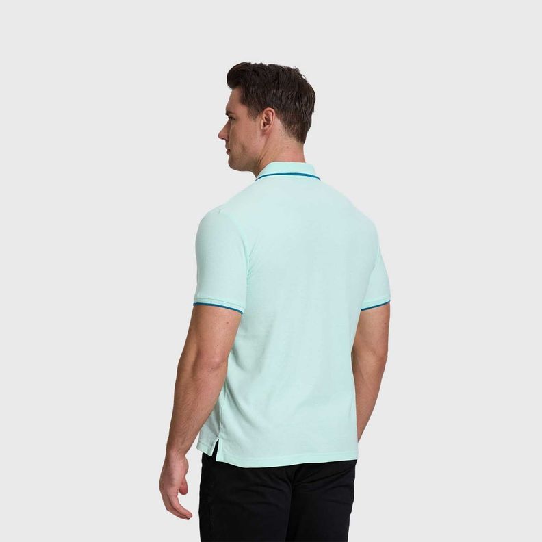 Polera Hombre Pique Básica Lisa Aqua Claro Fashion's Park-2