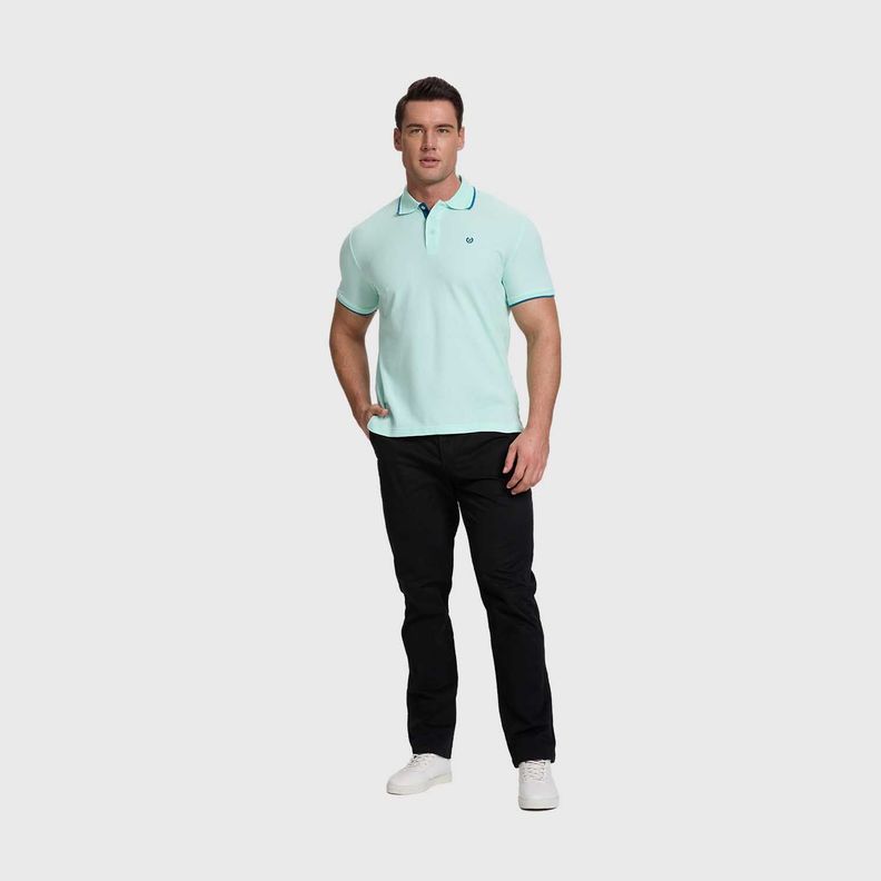 Polera Hombre Pique Básica Lisa Aqua Claro Fashion's Park-3