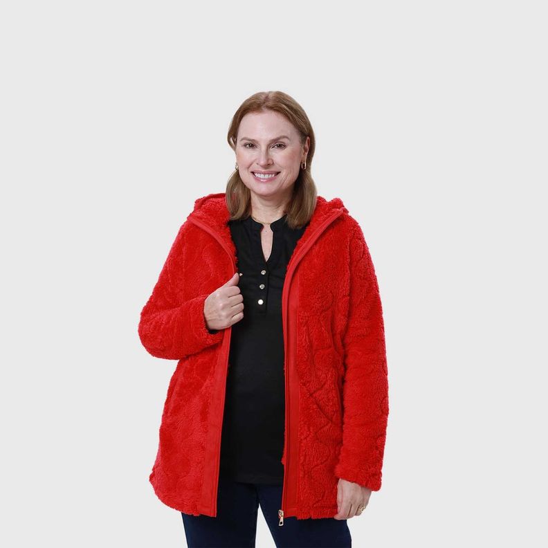 Polar Mujer Peludo Full Zipper Rojo-1