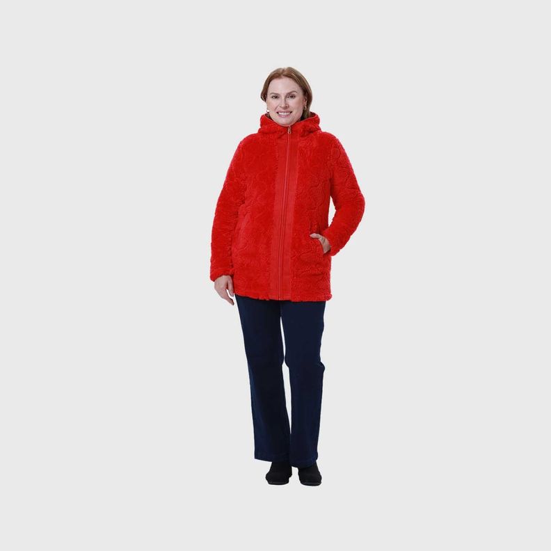 Polar Mujer Peludo Full Zipper Rojo-3