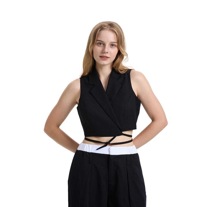 Blazer Mujer Con Tiras Negro Fashions Park-0