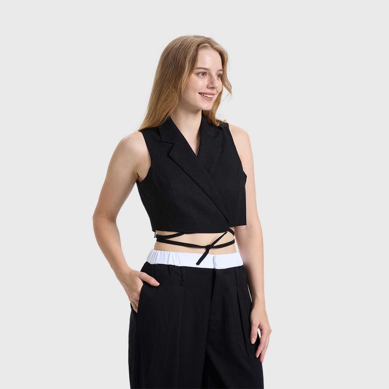 Blazer Mujer Con Tiras Negro Fashions Park-1