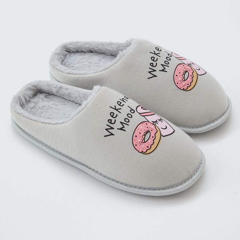 Pantufla Mujer Interior Peluda Gris Fashion´s Park-1