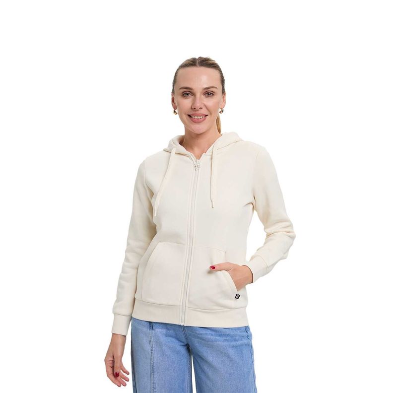 Polerón Mujer Hoodie Full Zipper Crudo Fashion's Park-0
