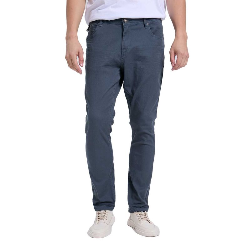 Jeans Hombre Slim Color Petroleo I Fashion's Park-0