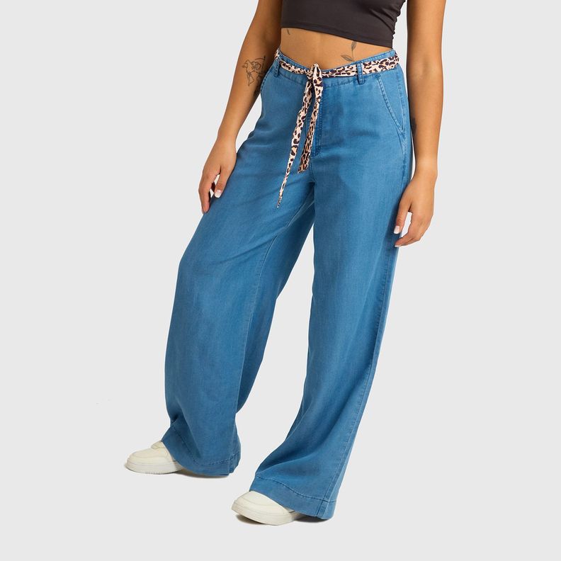 Jeans Mujer Palazzo Pañuelo Azul Fashions Park-1