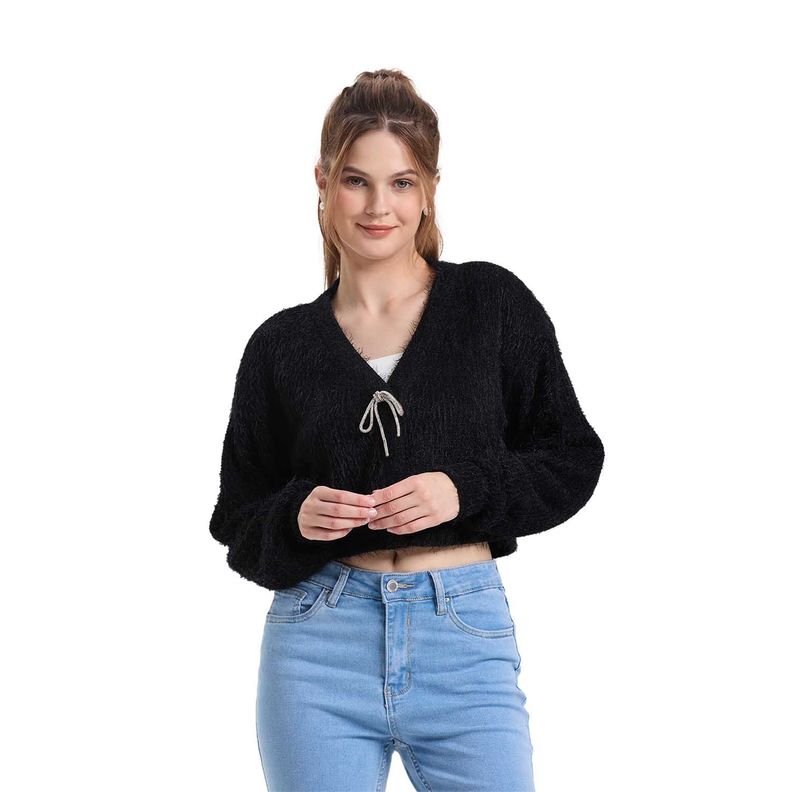 Sweater Mujer Lazo Negro-0