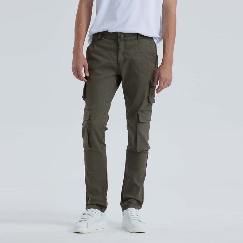 Jeans Hombre Slim Cargo Verde Militar Fashion´s Park-0