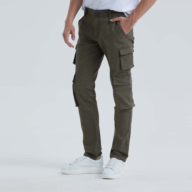 Jeans Hombre Slim Cargo Verde Militar Fashion´s Park-1