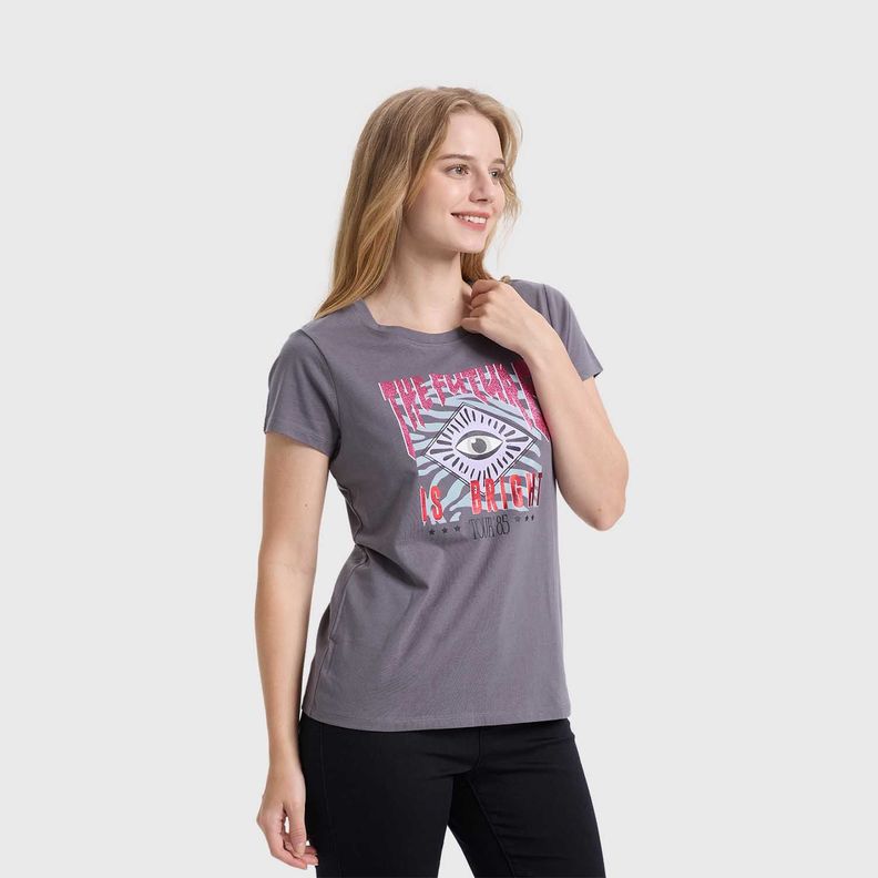 Polera Mujer Básica Print Gris I Fashions Park-1