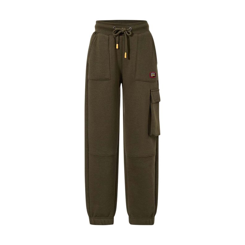 Pantalón Buzo Niño Cargo Con Cortes Verde Militar-0