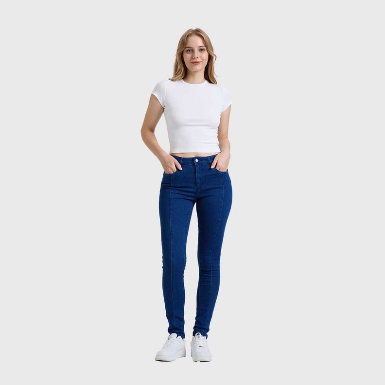 Jeans Mujer Skinny Push Up Azul Fashions Park-3