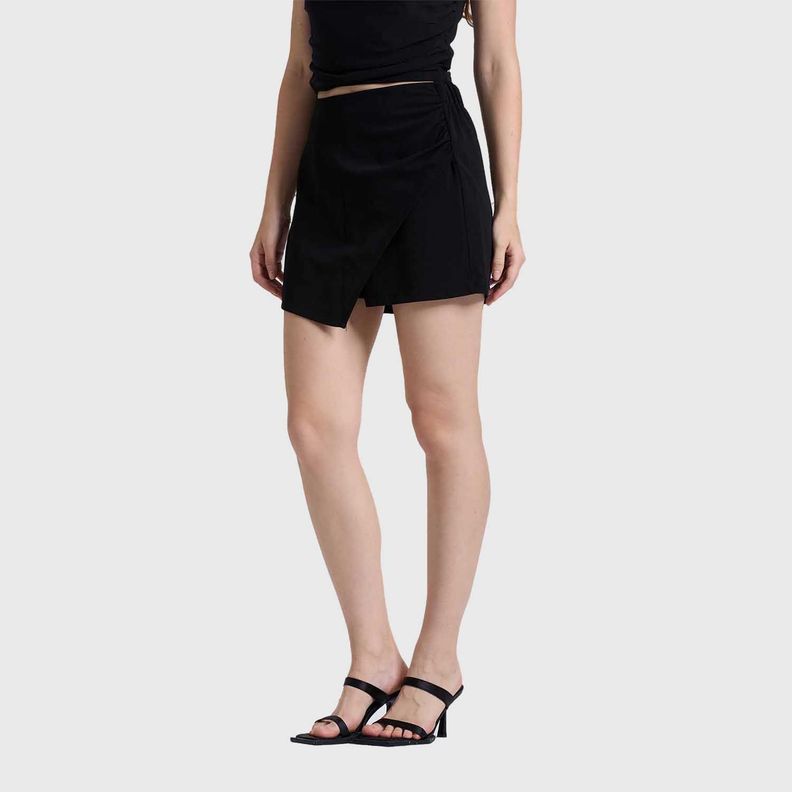 Short Falda Mujer Recogido Negro Fashions Park-1