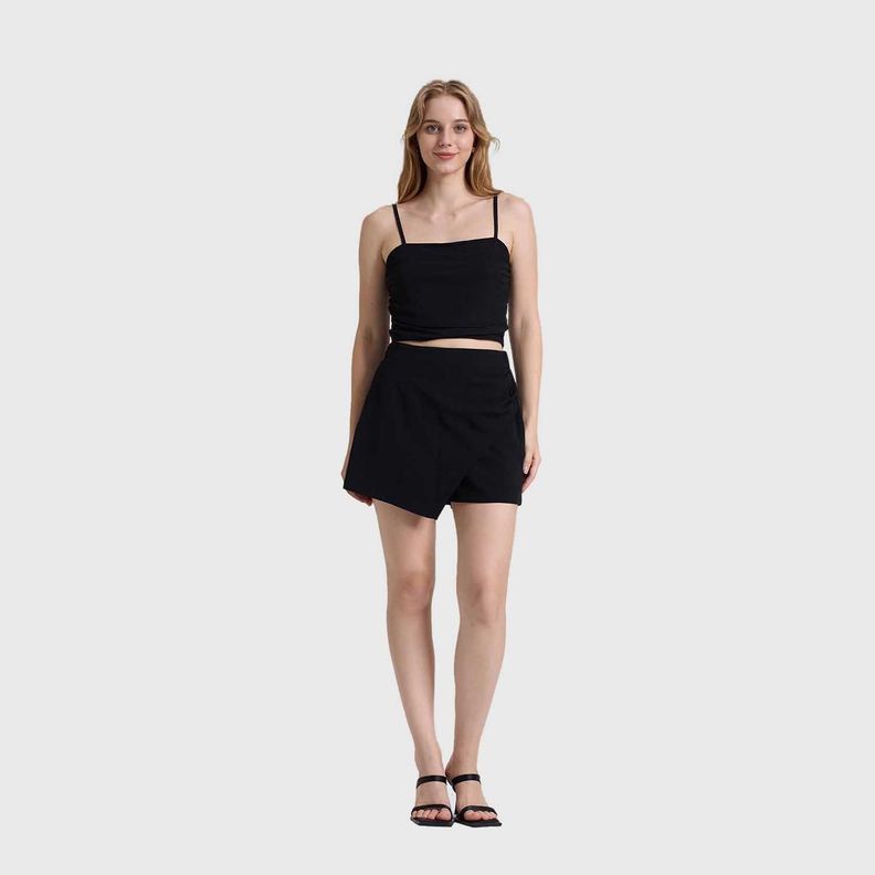 Short Falda Mujer Recogido Negro Fashions Park-3