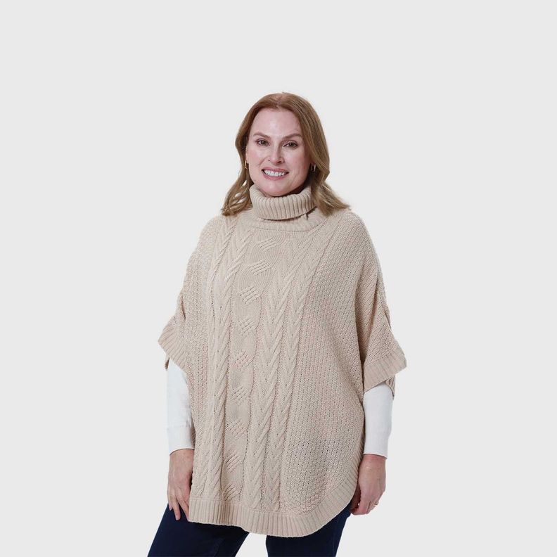 Sweater Mujer Poncho Beige Fashion's Park-1