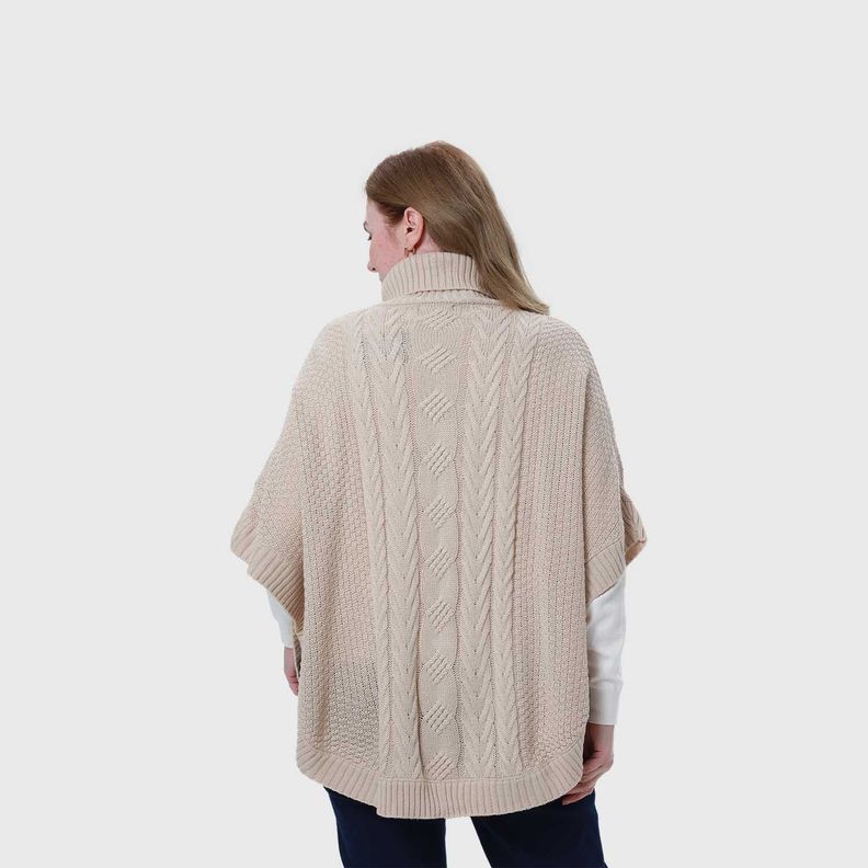 Sweater Mujer Poncho Beige Fashion's Park-2