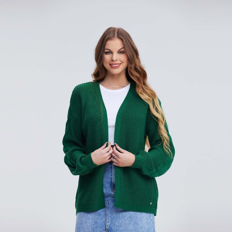 Sweater Mujer Abierto Verde-0