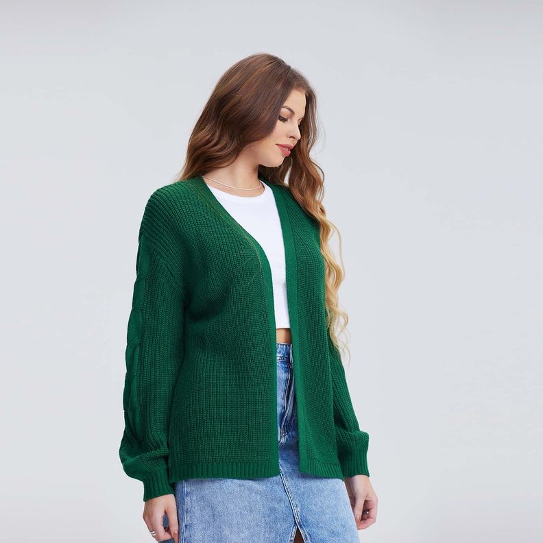 Sweater Mujer Abierto Verde-1