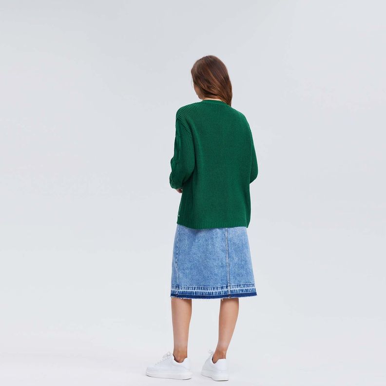 Sweater Mujer Abierto Verde-2