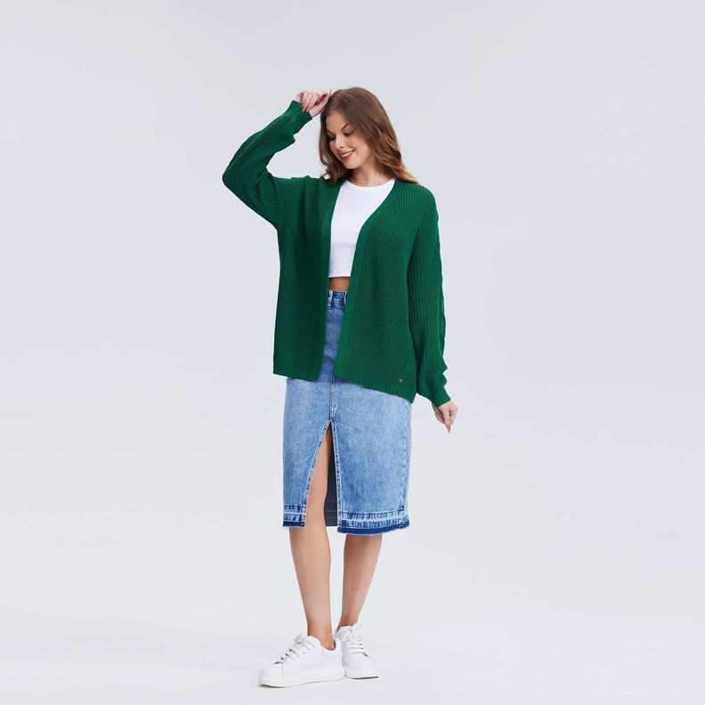 Sweater Mujer Abierto Verde-3