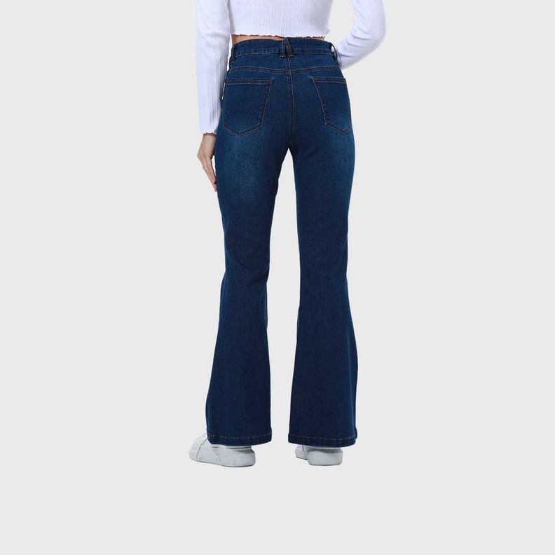Jeans Mujer Flare Linea Push Azul Oscuro-2