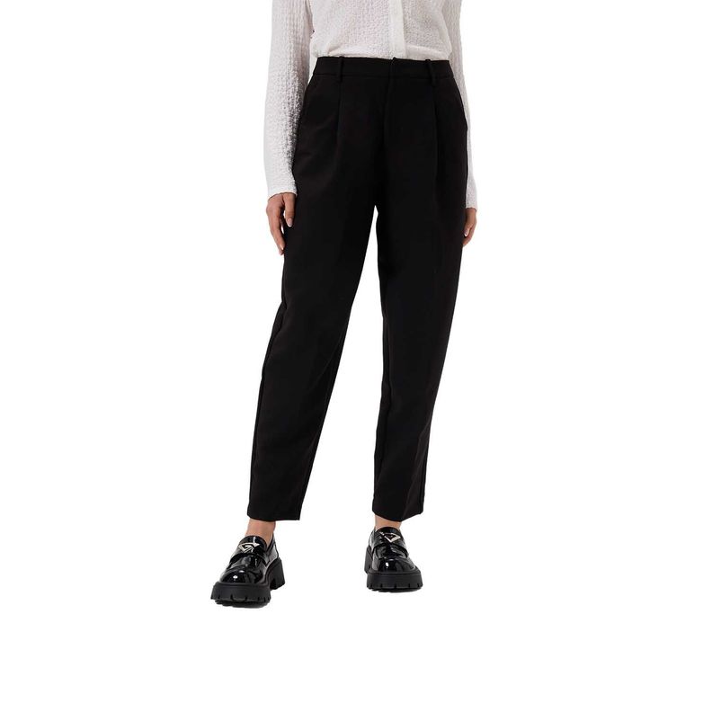 Pantalón Mujer Sastrero Calce Zanahoria Negro Fashion's Park-0