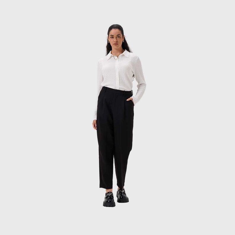 Pantalón Mujer Sastrero Calce Zanahoria Negro Fashion's Park-3