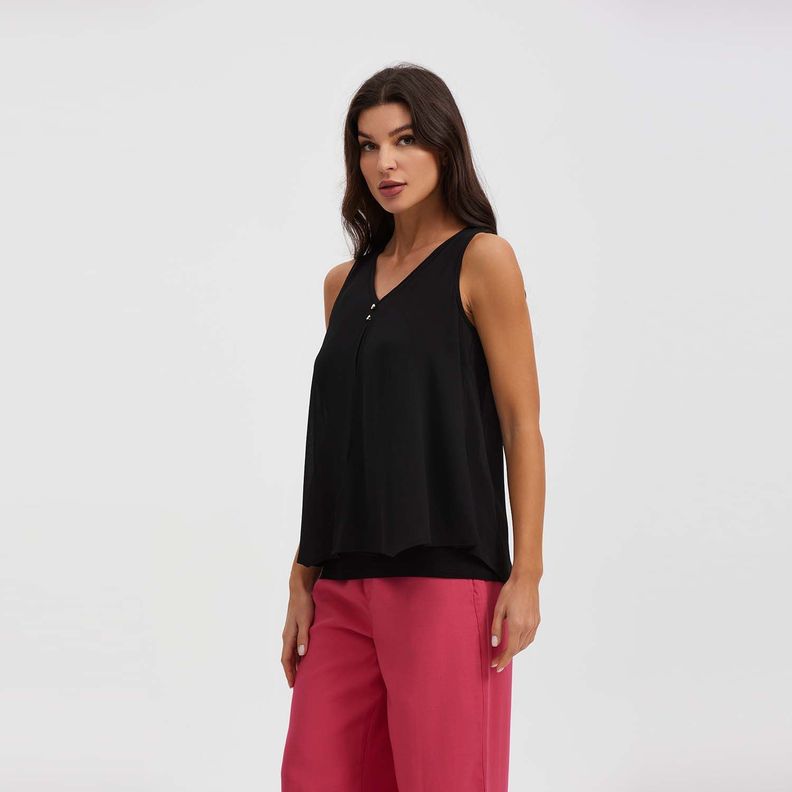 Blusa Lisa Abertura Negro Mujer-1
